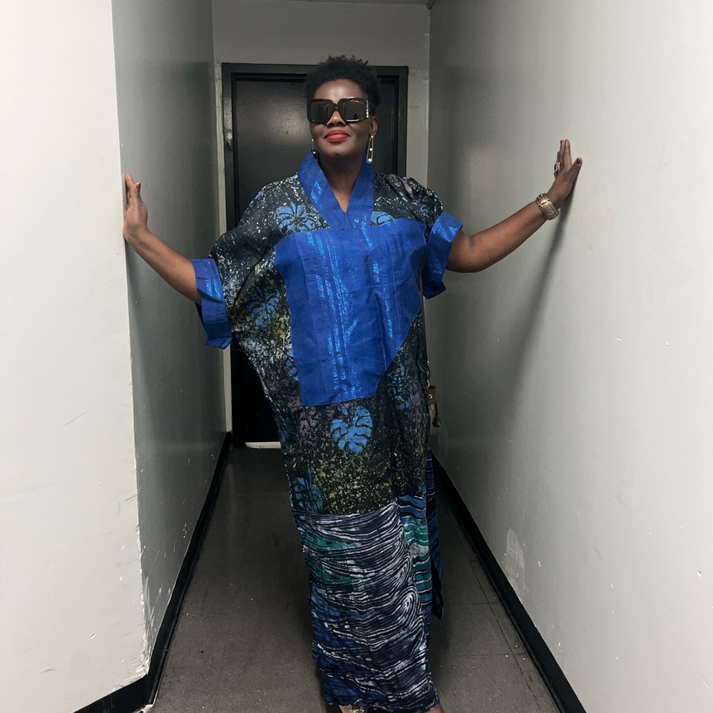Blue and Green Kaftan Dress